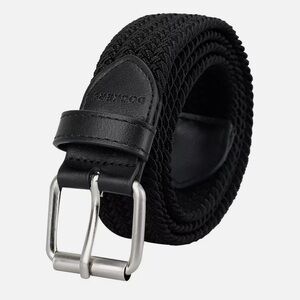 Dockers Black Braided Stretch Belt with Silver Buckle